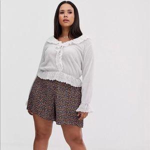 ASOS curve top in crinkle with ruffle trim